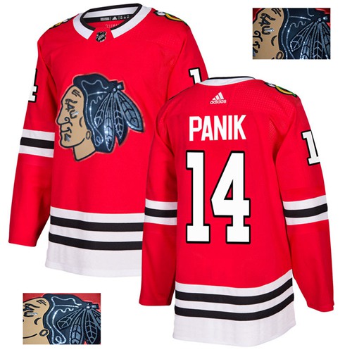 Adidas Blackhawks #14 Richard Panik Red Home Authentic Fashion Gold Stitched NHL Jersey - Click Image to Close